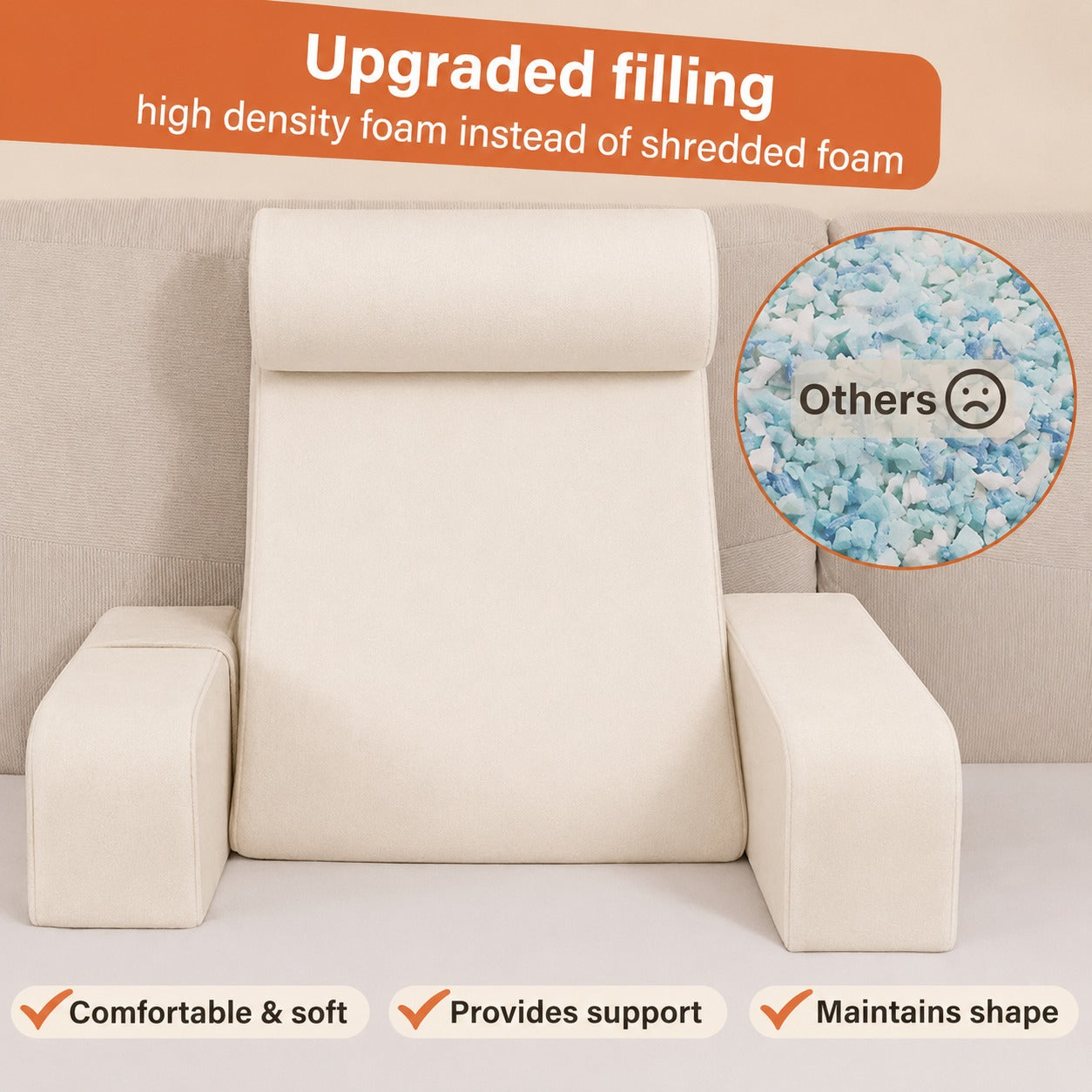 Loftora Wedge Reading Pillow – foam wedge core